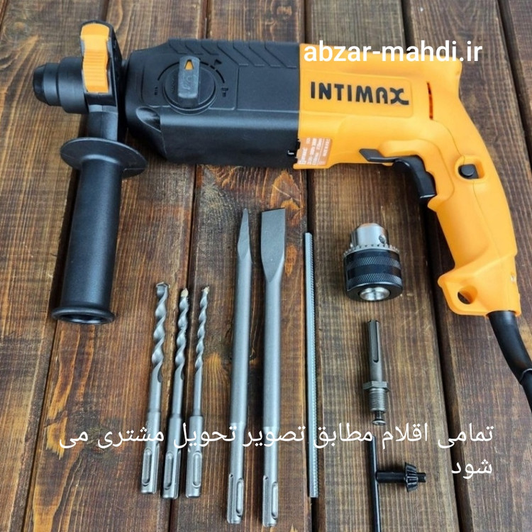 بتن کن گیربکسی 26 میلیمتر 3000 وات صنعتی 3 کاره اینتیمکس مدل0326به همراه 3 مته و دوقلم و سه نظام آچار خور و کیف BMC جنس اصلی