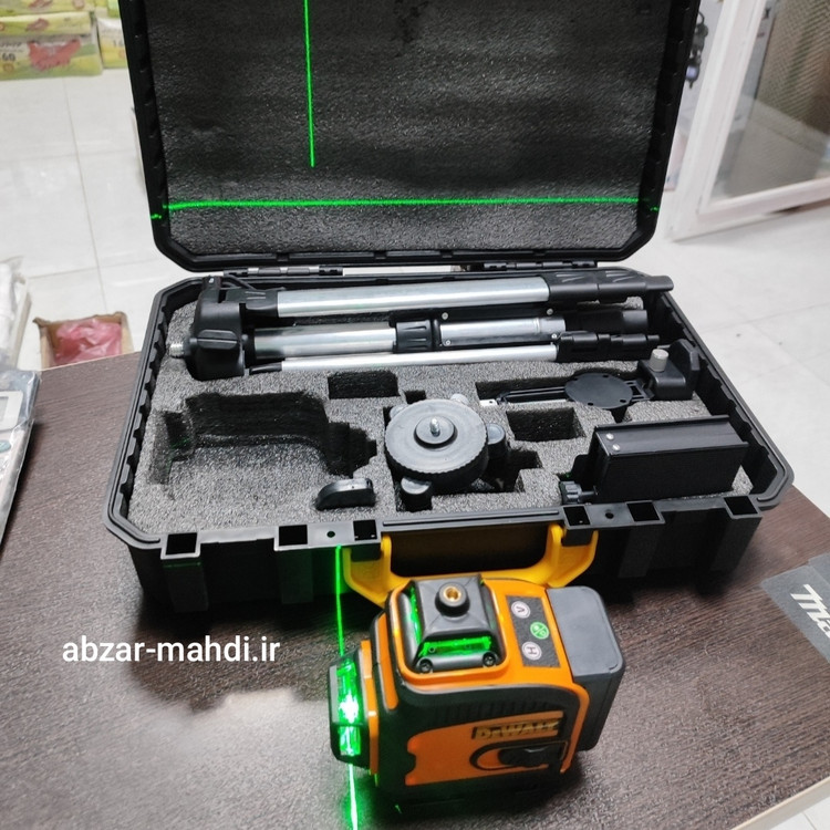 تراز لیزری ۴ بعدی 360 درجه دیوالت مدل 4D360 ریموت دار 3 پایه بلند به همراه دو باتری ۱۲ لیتیوم یونی