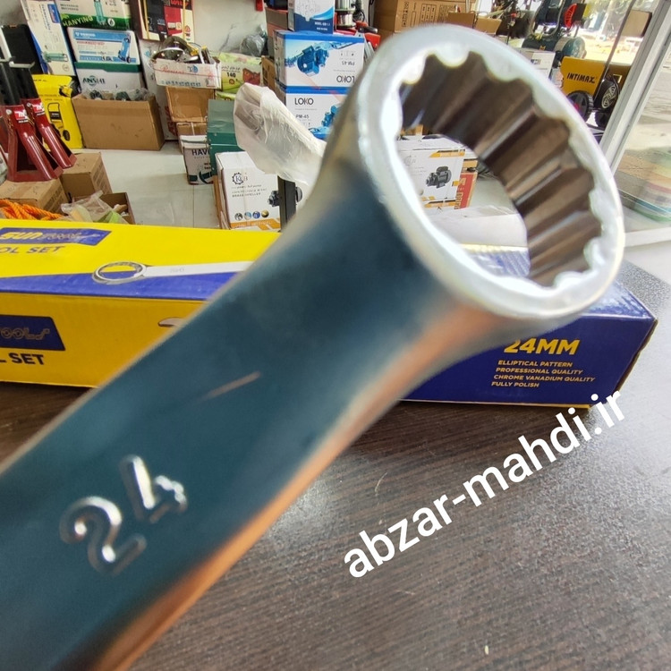 آچار یکسر رینگ 24 روبی مات کروم وانادیوم مدل 24MM طرح آلمان