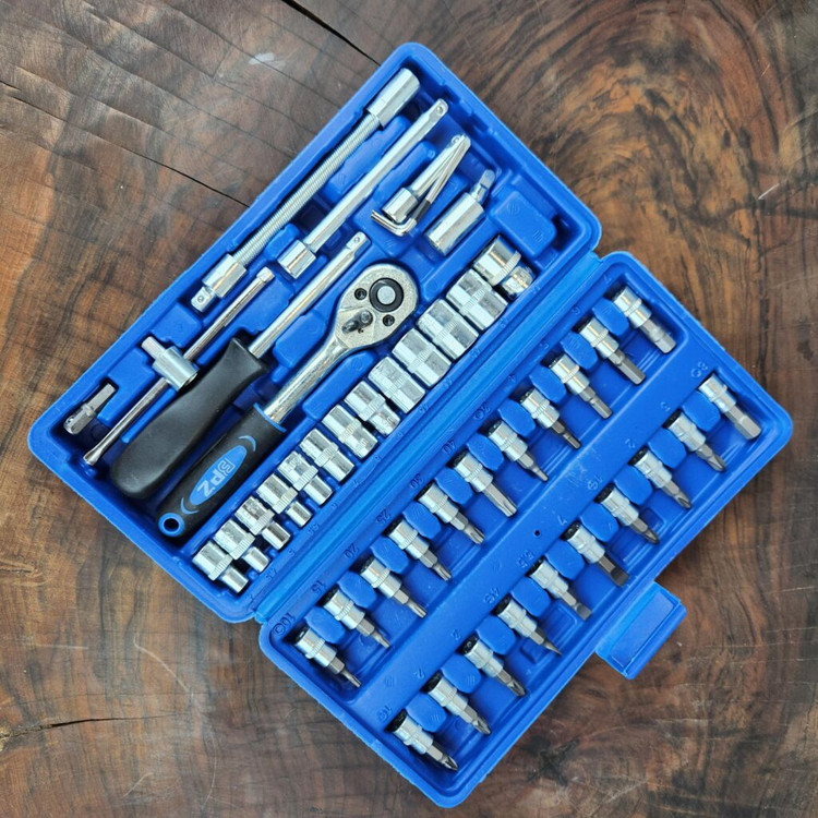 جعبه بکس 46 پارچه 1/4 بی پی زد جنس کروم وانادیوم مدل46pcs