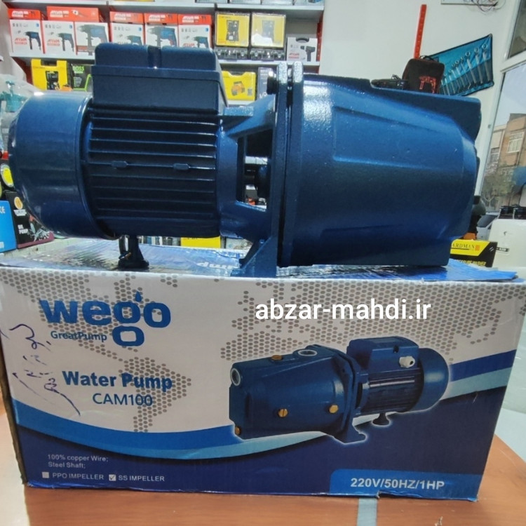 پمپ آب 1 اسب جتی ویگو پروانه استیل سیم پیچ تمام مس شفت استیل مدل CAM100 طرح پنتاکسی ایتالیا