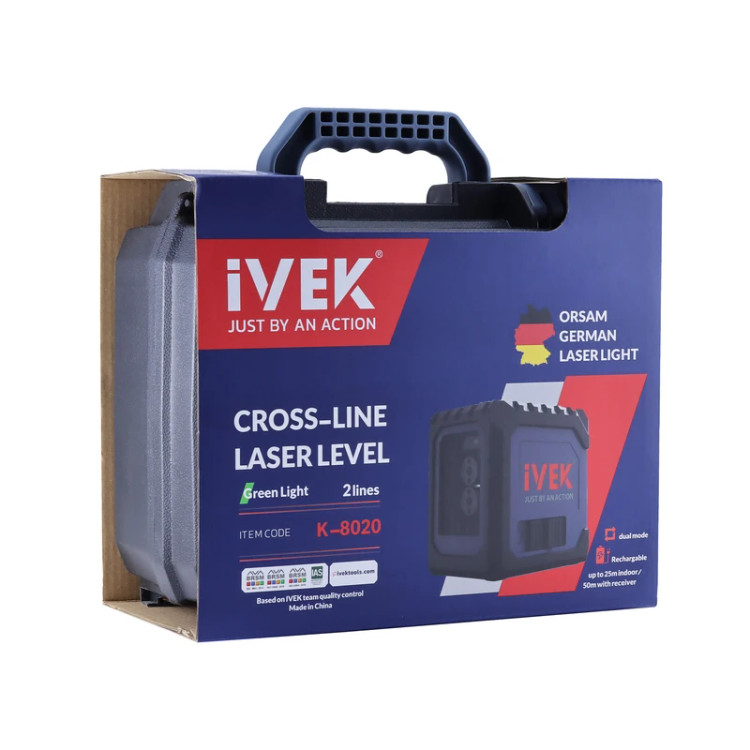 کیت تراز لیزری 2 خط سبز(دو حالته) K-8020 ایوک مجهز ب لیزر اوسرام آلمان