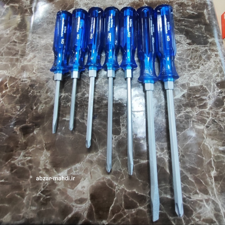 ست پیچگوشتی ۷ عددی ضربه خور اصلی آچار خور سر مگنتی صنعتی جنس کروم وانادیوم