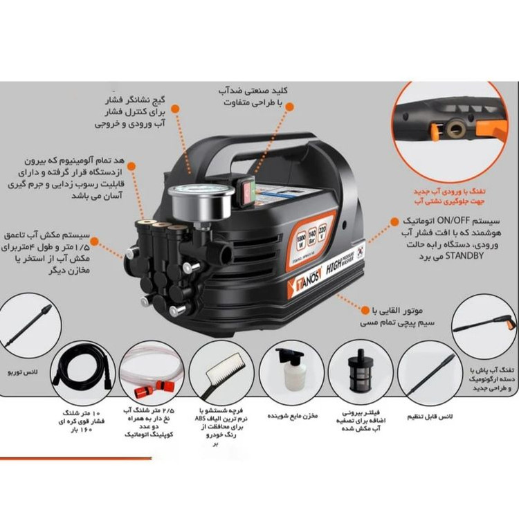 کارواش 140 بار دینامی کره تانوس HPW-01-140 با یکسال گارانتی