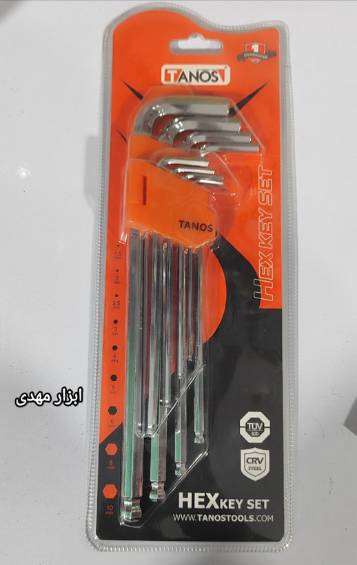 ست آلن شیش گوش ۹عددی صنعتی دسته بلند CR-V تانوس مدل AK-0310H