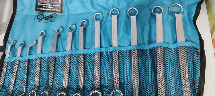 آچار دو سر رینگ 12 عددی صنعتی هافنر مدل OF12PCS جنس کروم وانادیوم از سایز 6تا32 کامل