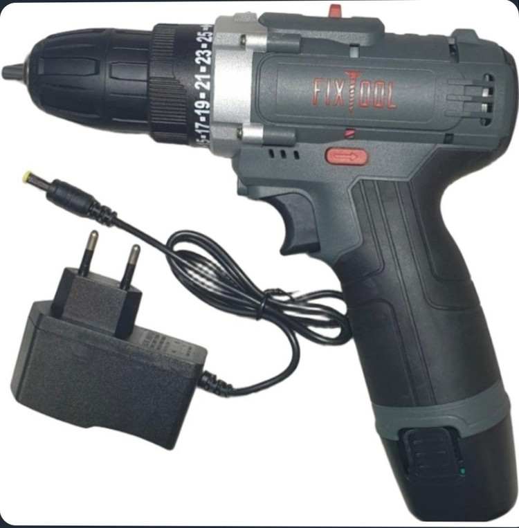 دریل شارژی18 ولت گیربکس تک باتری کیفدار فیکس تول مدل F-BC-18V با 13 عدد سری پیچگوشتی