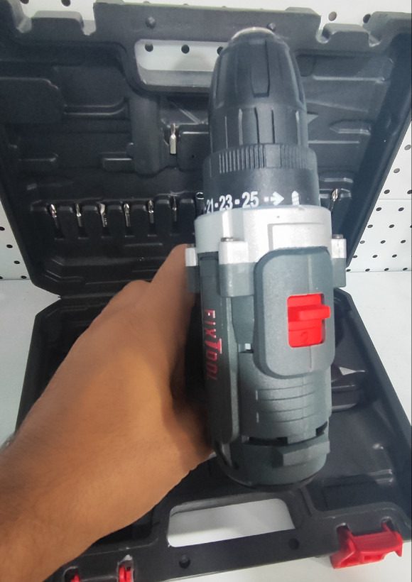 دریل شارژی18 ولت گیربکس تک باتری کیفدار فیکس تول مدل F-BC-18V با 13 عدد سری پیچگوشتی
