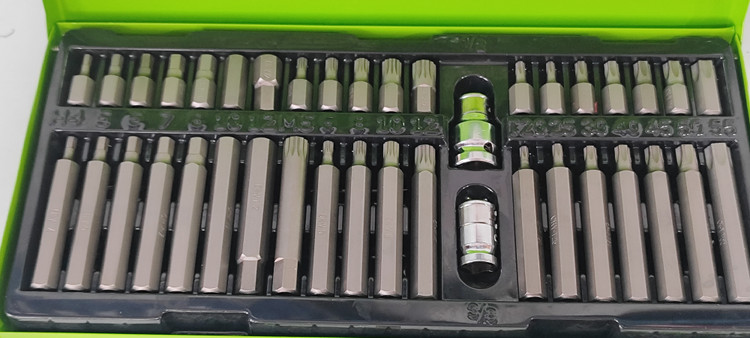 جعبه بیت ۴۰ پارچه بلند ستاره آلن و شیش گوش OKBONS مدل HX682140 جعبه فلزی جنس کروم وانادیوم حک شده