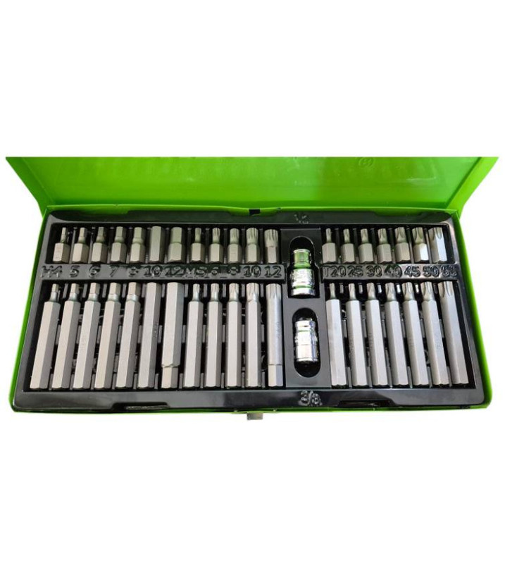 جعبه بیت ۴۰ پارچه بلند ستاره آلن و شیش گوش OKBONS مدل HX682140 جعبه فلزی جنس کروم وانادیوم حک شده