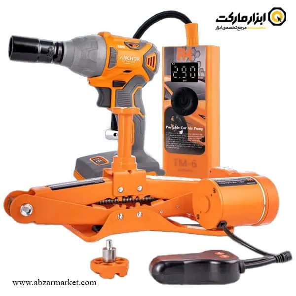 کیت ماشین 3 عددی جک پمپ باد فندکی و بکس شارژی آنکور مدل TM6 بهمراه کیف BMC