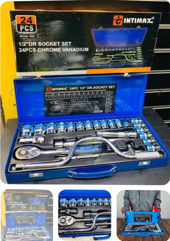 جعبه بکس ۲۴ پارچه هندلی دار استیل اینتیمکس مدل INTIMAX4002 جنس کروم وانادیوم حک شده